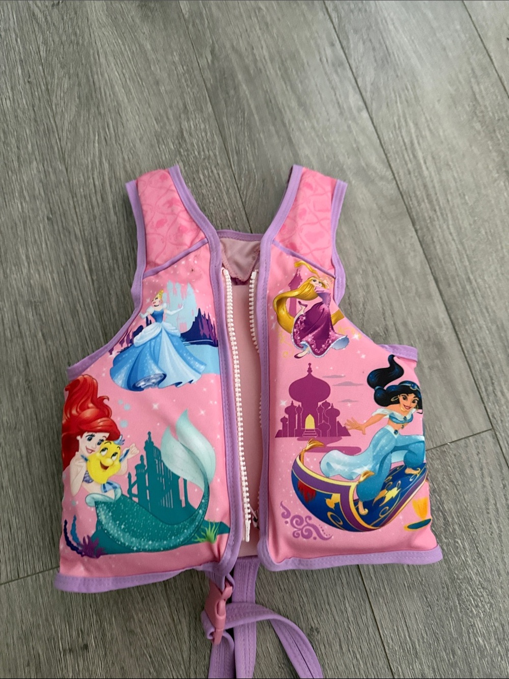 Disney Kids Pink Purple Princess Swim Vest Sz S-M good condition